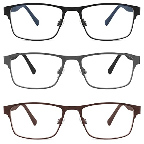 Image of 3-Pack Reading Glasses for Men Blue Light Blocking Metal Frame Computer Readers