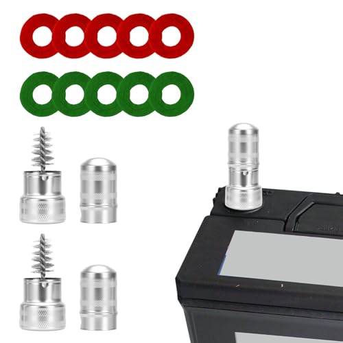 Rebvugr Battery Terminal Cleaners, Cleaner Kit with 2PCS Battery Cleaning Brushes and 10PCS Battery Terminal Anti-Corrosion Washers Protector Fiber, Universal Cleaning Accessories for Car, Boat