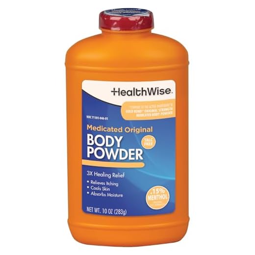 HealthWise Medicated Body Powder | .15% Menthol | Talc Free | Anti-Itch Healing Relief | Cools Skin | Absorbs Moisture | 10 oz (283g)