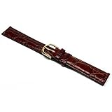 Watch Band Padded Brown Leather Croco Grain 18mm New