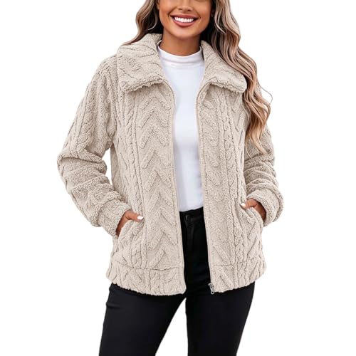 Cethrio Checkered Sherpa Jacket Sherpa Jacket Women Collared Full Zip Fleece Jackets Winter Fuzzy Outwear Fall Outfits 2026 Chaquetas De Mujer Elegantes Plus Size Capsule Wardrobe - image 9