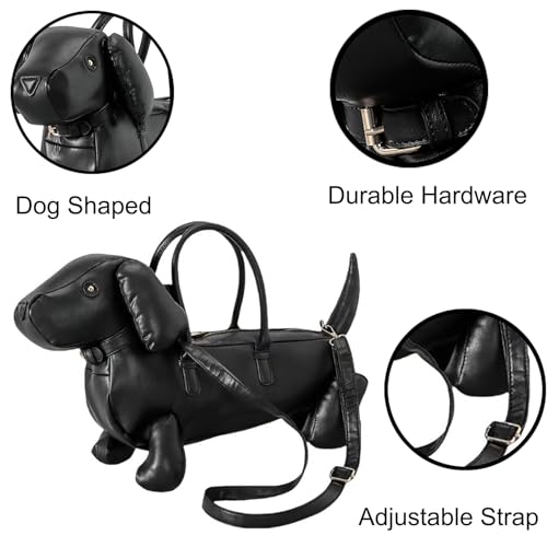 Image of Women PU Leather Unique Novelty Dog Shaped Crossbody Shoulder Bag Handbag Purse