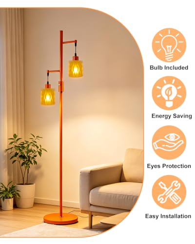 Image of Lightdot Globe Floor Lamp with LED Bulbs Included, Dimmable Floor Lamps,Unique Modern Standing Tall Lamp for Bedroom Living Room /Sofa Beside /Corner Decor-Gold