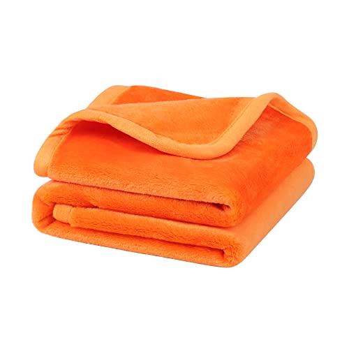 PiccoCasa Plaid Couverture Polaire Jeté Canapé Lit en Flanelle Peluche Polyester 330GSM Légère Epaisse Orange 80x100cm Cover
