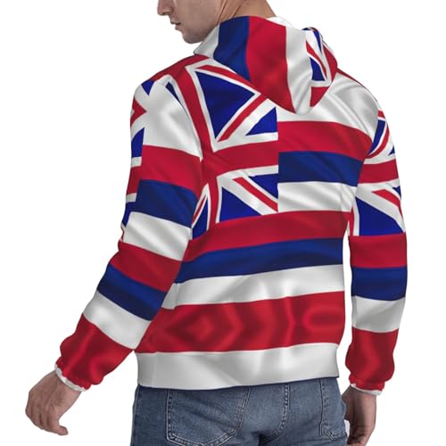 Sweat à capuche imprimé drapeau d'Hawaï manches longues casual