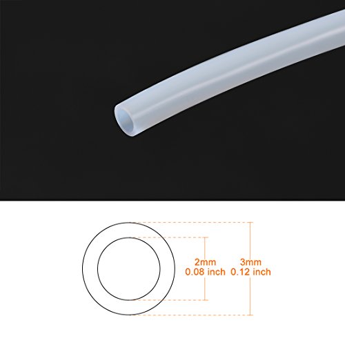 sourcing map PTFE-Schlauch 2 mm Innen Dmr x 3 mm Außen Dmr x 3,3 Fuß PTFE-Schlauch für PLA ABS 3D-Drucker