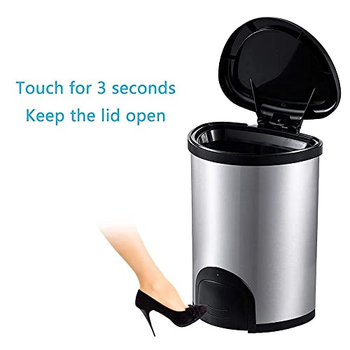 WOTZOV Abfalleimer Berührungsloser Abfalleimer Edelstahl-Mülleimer runder Mülleimer Automatischer Mülleimer für Zuhause/Sier – Bild 6