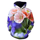 Sudadera Con Estampado 3D,Purple Pink Flowers Pattern Unisex Realistic 3D Print Casual Pullover Hoodie Sudaderas Con Capucha Divertidas Bolsillos Para Adolescentes Uniforme De Béisbol 26167, Pictur