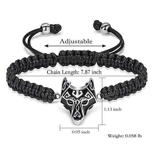 Yinplsmemory Cremation Bracelet For Ashes - Men's Adjustable Wolf Head Urn Bracelet, Silver Stainless Steel - View #2