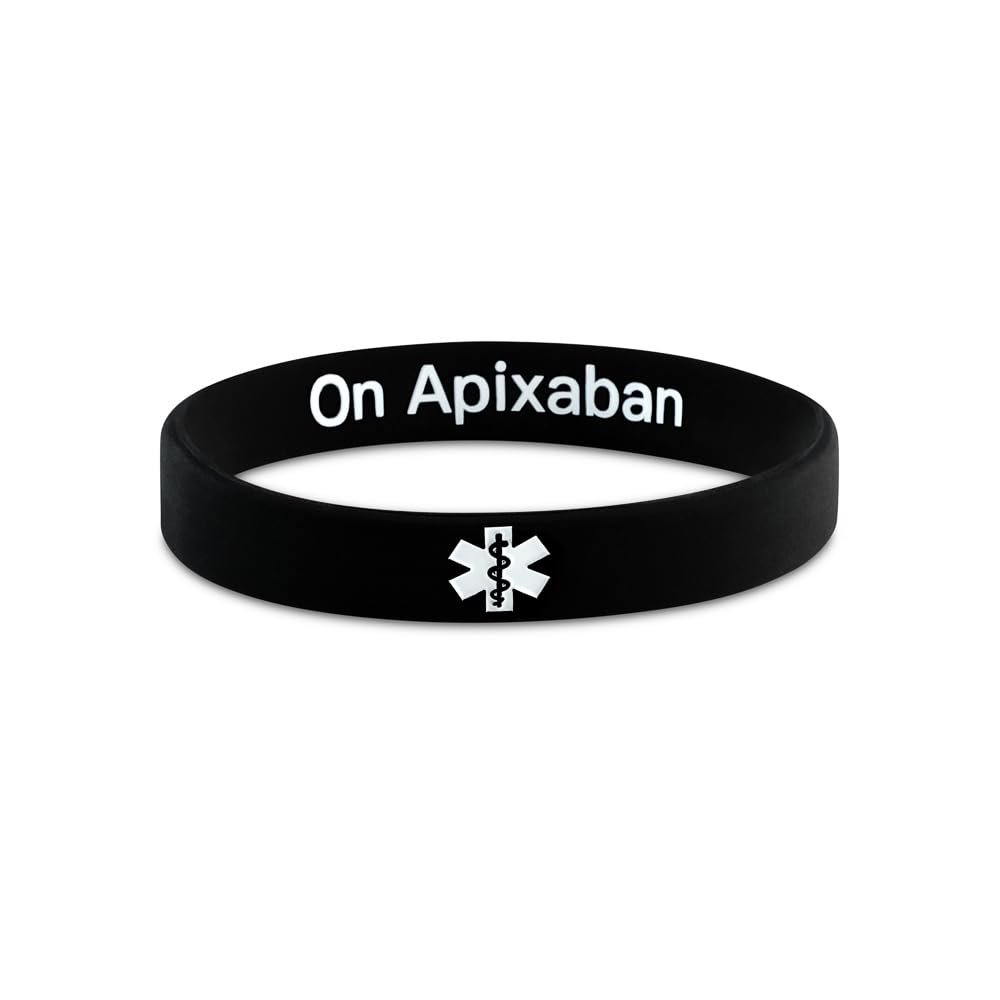 On Apixaban Blood Thinner Medical Alert Bracelet – Discreet Silicone Wristband (202mm)