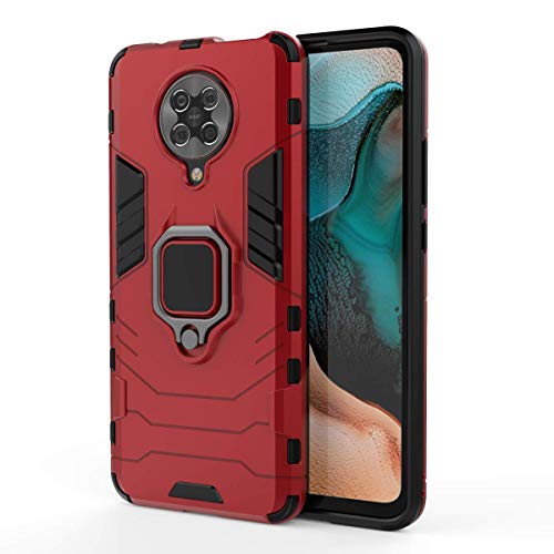 TANYO Funda para Xiaomi Poco F2 Pro/Pocophone F2 Pro 5G, Carcasa TPU/PC Hybrid Case con 360° Soporte, Robusta Silicona Estuche, Antigolpes Cover Caso Rojo