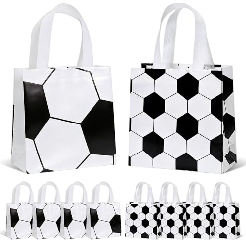 BAISDY 24Pcs Soccer Goodie Snack Gift Bags, Soccer Party Favor Bags with Handles