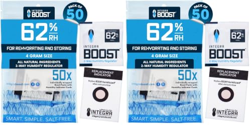 Integra Boost 2-Way Humidity Control Pack - Preserve Flavor &amp; Control Humidity at 62% RH - Moisture Absorber for Herbs, Spices &amp; More - 4 Gram (Pack of 100)