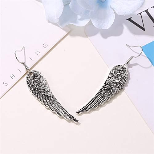 KaFu Vintage Angel Wing Earrings Silver Plated Long Angel Feather Charm Dangle Drop tassel Earring for Women Girls Jewelry Gifts - Image 4