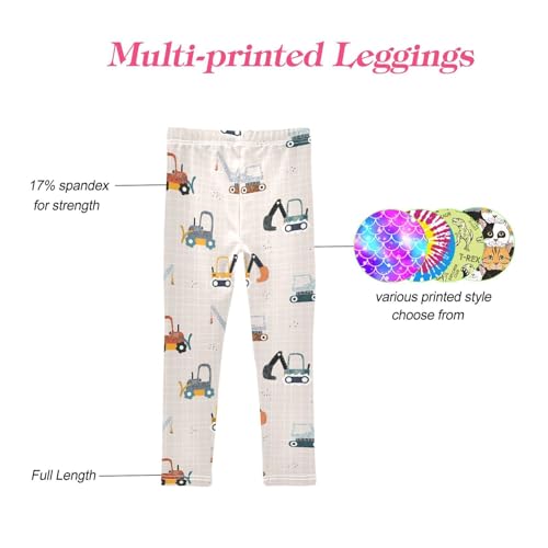 CaTaKu Girls Leggings Plaid Scandinavian Truck Leggings for Girls Kids Athletic Workout Yoga Pants Size 4-10T4