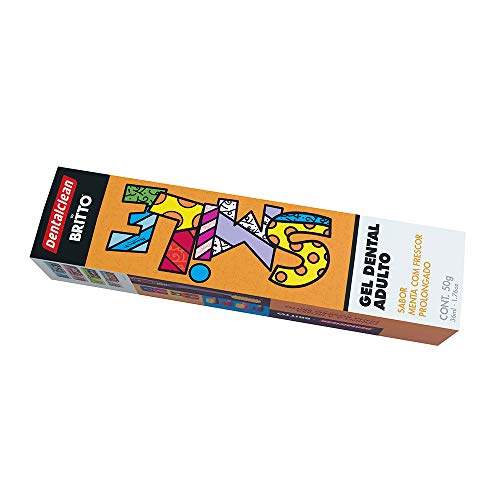 Gel Dental Adulto, sem flúor, sabor menta - com cores e a arte do famoso pintor Romero Britto, Denta