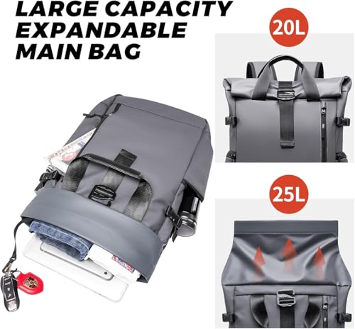 Roll Top Travel Backpack Expandable Commuter Casual Daypack Laptop Backpack for Work Business College3