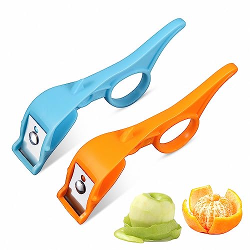 2 Pcs Orange Peeler Tool, 2-in-1 Stainless Steel Fruit Peeler for Kitchen Citrus Tangerine Pear Lemon