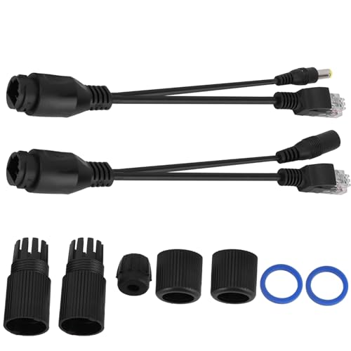 Adaptador POE 1 a 12V 48V a DC 12V Divisor de Alimentación Ethernet Compatible con Cámaras de Seguridad IP, Puntos de Acceso Inalámbricos, Switches de Red y Routers Pequeños (Negro) miniatura 7