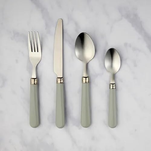 Image of New 16-Piece Contemporary Stainless Steel Cutlery Set with Comfort-Grip Handles – Perfect for Everyday Dining & Table Décor-M81 (Grey)