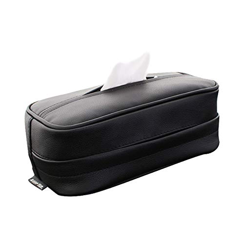 Dätenky Caja para pañuelos de coche, multifuncional, de piel sintética, color negro en el reposacabezas del asiento trasero Cover