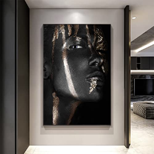 Toile maquillage art fille africaine pour une déco de salon moderne