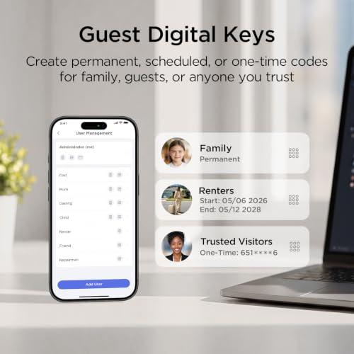 TCL Wi-Fi Smart Lock D2, Keyless Entry WiFi Door Lock with Key Fob, Built-in Doorbell, Touchscreen Keypad, App Remote Control, Easy Installation, No Bridge Required, Auto Lock (Dark Grey) - image 7