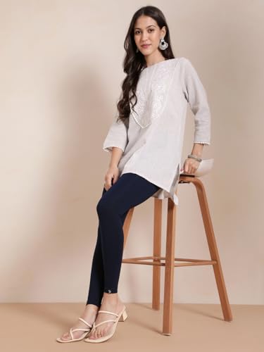 Image of TWIN BIRDS Super Stretchable Cotton Elasthane Fabric Ankle Length Leggings for Women