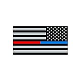 6' Reverse Red/Blue Line Subdued American Flag Sticker Self Adhesive Vinyl Decal FA Graphix Police Firefighter EMT