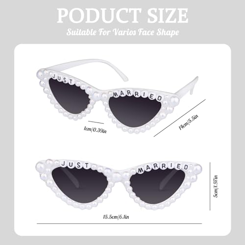 Bride Sunglasses - 'Just married ' Glasses for Wedding Party Decoration, Cat Eye Glasses for Bride to Be Gift Accessories4