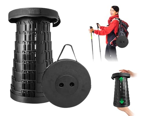 Collapsible Stool Portable Foldable Chair – Rotatable Retractable Telescoping Sturdy Stool Load Capacity 550lbs Outdoor Camping Hiking Fishing Queuing BBQ Garden Party Celebrations Festivals Gathering