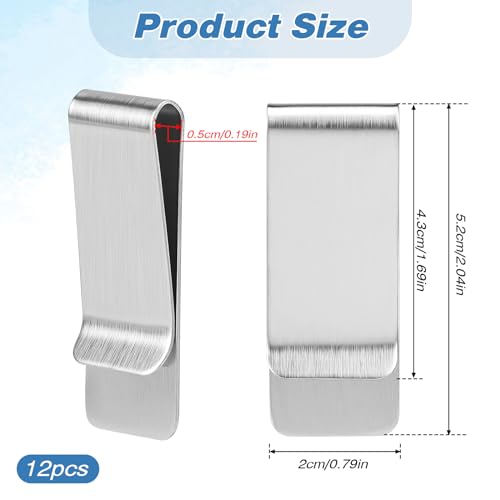 12 Pcs Mens Money Clips Cash Clip Men Money Clips for Cash Stainless Steel Credit Card Clip Metal Money Clip Slim Cash Wallet Money Clip for Men Front Pocket Minimalist Wallet Clip2