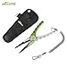Booms Fishing X1 Aluminum Fishing Pliers Hook Remover, Braided Fishing Line Cutting and Split Ring with Coiled Lanyard and Sheath, Green
