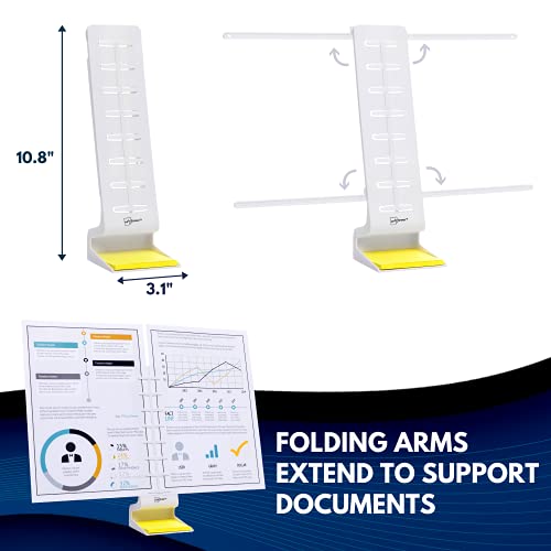 Note Tower Desktop Pro Document Holder - 2 Page Paper Holder, Easy Loading For Fast Typing, Displays Papers & Photos, Organizes Sticky Notes, Includes 50 Sheets 3"X3" Sticky Notes, White #TOP2