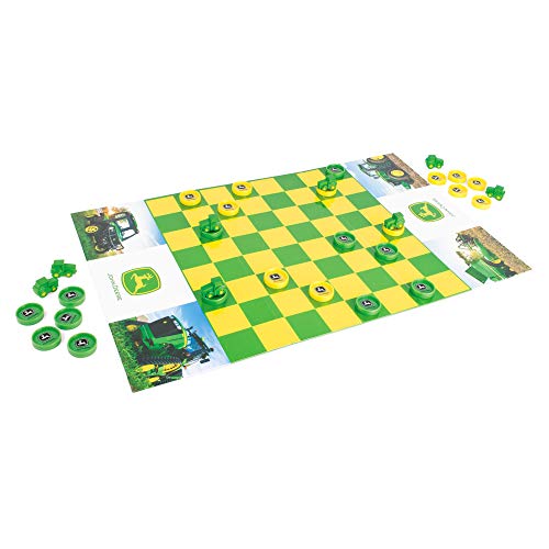 Tomy John Deere Checkers Game with Themed Folding Board, Checkers and Tractor Kings – Ages 6 and Up, Mulit (47282)