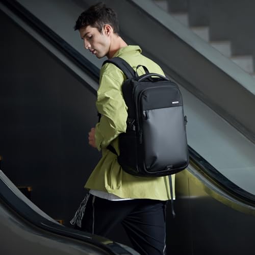 Image of GOLDEN WOLF Laptop Backpack for Men 18L Sleek 15.6-inch Office Laptop Bag Water-resistant Padded Backpack with Hidden Back Pocket, Casual Daypack for Travel Business Daily Use,Black