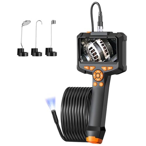 Adiwo Cámara Endoscópica,4.3 IPS HD 1080P Cámaras de Inspección 8 Luces LED Ajustables de Endoscopio Industrial, Cámara Inspección Cable Semirrígido 5M IP67 Impermeable No se Necesitan App y WiFi