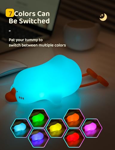 IHALO Lying Flat Duck Kids Night Light, Portable LED Baby Night Light Kids Night Lamp - Image 2