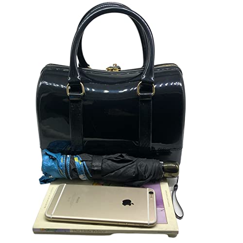 Image of Ladies Summer Jelly Pillow-shaped Top Handle Handbag Candy Color Transparent Crystal Purse