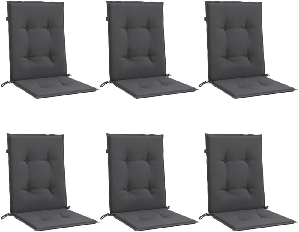 vidaXL Lowback Chair Cushions 6 Pcs, Seat Cushion, Sofa Cushion for OutdoorGarden Patio Furniture, Chair Pad, Melange Anthracite Fabric