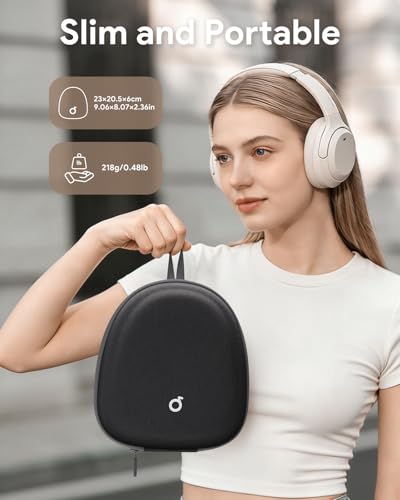 Image of Headphone Case Hard Shell Super-Slim for Soundcore Anker /Sony /JBL /Bose /Skullcandy Crusher /BERIBES /KVIDIO /TOZO /JLab Over-Ear Headphones Universal Portable Travel Organizer Bag (Black)