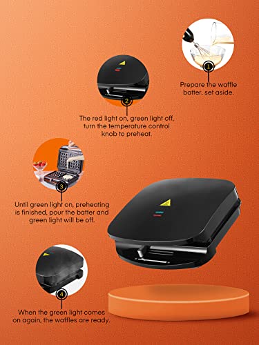 Waffeleisen | Doppelwaffeleisen | 2 Belgische Waffeln gleichzeitig | Waffeleisen Belgische Waffel 1000 W… – Bild 7
