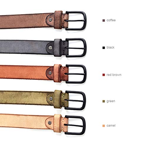 Cinturón Ajustable de Cuero Genuino, Cinturón de Cuero for Hombre, Hebilla de Metal Mate, cinturón de Cuero Suave y Resistente for Hombre sin Capa Intermedia, cinturón Masculino(Green,115)