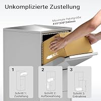 Wiltec Paketkasten silberfarben 460 x 450 x 1400 mm, Paketbox Zuhause, Private Paketannahme passend für Pakete der Größe S und L, Standbriefkasten – Ansicht 4