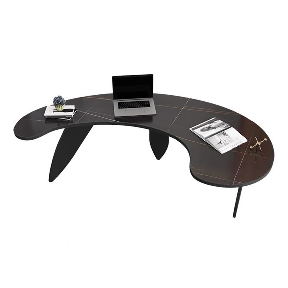 Table Bureau à Domicile Moderne en Arc, Table for Ordinateur Portable avec Plateau Dalle de Roche(XXL)