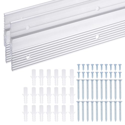 Image of uxcell French Cleat Picture Hanger 41 Inch, 2 Pairs Aluminum Z Clip Supports 160lbs, Interlocking Wall Mounting Bracket, to Hang Mirrors, Panels, Shelves, Headboards, Art Frames