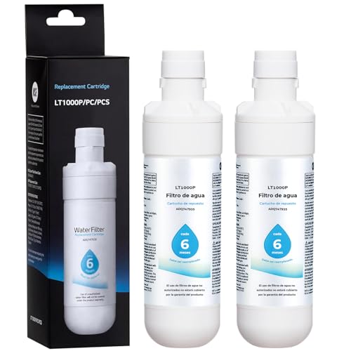 La Mejor Selección de lg 17 del mes. 46 Filtro de Agua LT1000P para Repuesto Refrigerador LG, Filtro para Agua Compatible con LG LT1000P/LT1000PC/LT1000PCS, MDJ64844601, ADQ74793501/74793502 - Paquete de 2