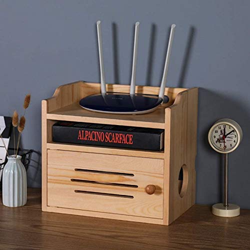 Schwimmendes Regal Aufbewahrungsbox aus Holz Regalhalterung/Halter/Ständer für WLAN-Router TV-Box Set-Top-Box Streaming-Gerät Spielekonsole
