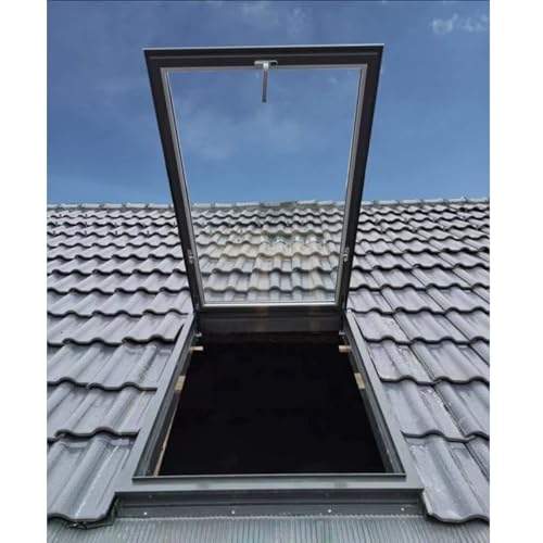Botola per soffitta Personalizzabile - Grande Finestra da Tetto in Vetro temperato e lucernario (65x105 cm/25,6x41,3 Pollici) per soffitta, Veranda e seminterrato - Ideale per Luce Naturale