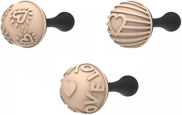 Silikomart Choco Stamp C, Love-Themed Silicone Chocolate Stamp Set, 4 Heart Designs with Handles for 31mm Hemisphere Molds, Professional Pastry and Fondant Decorating Tools